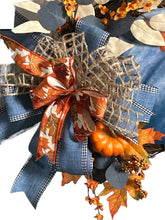 Load image into Gallery viewer, Fall Wreath, Thanksgiving Wreath, Blue Pumpkin Fall Decor