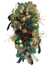 Load image into Gallery viewer, Brown, Gold, and Green Christmas Swag, Christmas Decor, Classy Christmas