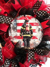 Load image into Gallery viewer, Fireman Wreath, Fireman Gift, Awareness Wreath
