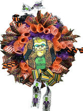 Load image into Gallery viewer, Frankenstein Halloween Wreath, Happy Halloween, Halloween Decor
