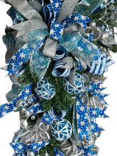 Load image into Gallery viewer, Blue and Silver Christmas, Christmas Swag, Christmas Decor, Winter Swag, Winter Decor