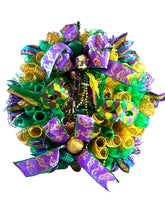 Load image into Gallery viewer, Mardi Gras Wreath, Mardi Gras Decor, Fat Tuesday Wreath, Purple, Green and Gold Wreath