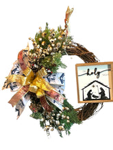 Load image into Gallery viewer, Oh Holy Night Wreath, Religious Christmas, Christmas Wreath, Christmas Decor, Nativity