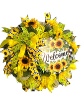Load image into Gallery viewer, Welcome Sunflower Wreath, Welcome Wreath, Spring Summer Wreath, Home Decor