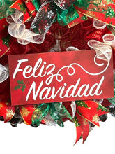 Load image into Gallery viewer, Feliz Navidad Christmas Wreath, Christmas Decor