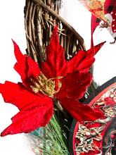 Load image into Gallery viewer, Black Santa Christmas, Christmas Wreath, Christmas Decor, Red and Gold Christmas