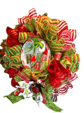 Load image into Gallery viewer, HO HO HO Green Monster Wreath, Christmas Wreath, Christmas Decor