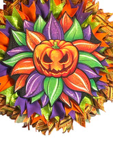 Load image into Gallery viewer, Pumpkin Ribbon Wreath, Fall Decor, Halloween Decor