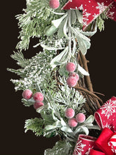 Load image into Gallery viewer, Christmas Greenery Oval Grapevine Wreath, Winter Wreath, Christmas Wreath, Christmas Decor, Winter Decor