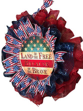 Load image into Gallery viewer, Land of the Free Because of the Brave, Patriotic Wreath, Veteran Gift, Memorial Gift