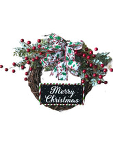 Load image into Gallery viewer, Merry Christmas Wreath, Red Berries Christmas, Christmas Decor, Christmas Wreath