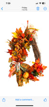 Load image into Gallery viewer, Fall Floral Wreath, Autumn Wreath, Fall Grapevine Wreath