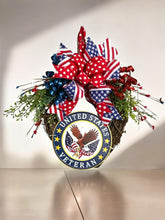 Load image into Gallery viewer, United States Veteran Wreath, Military Wreath, Patriotic, Veteran Gift