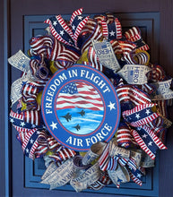 Load image into Gallery viewer, Air Force Wreath, Military Decor, Patriotic, Veteran Gift