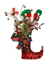 Load image into Gallery viewer, Elf Boot Christmas Centerpiece, Christmas Decor, Christmas Floral
