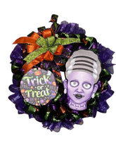 Load image into Gallery viewer, Bride of Frankenstein Wreath, Trick or Treat, Halloween Wreath. Halloween Decor