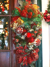 Load image into Gallery viewer, Red Christmas Pine Swag, Christmas Decor, Red and Gold Christmas, Red and Green Christmas