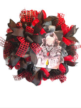 Load image into Gallery viewer, Halloween Horror Clown Wreath, Halloween Decor, Halloween Wreath, Penny Wreath