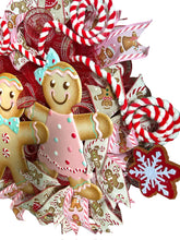 Load image into Gallery viewer, Boy and Girl Gingerbread Wreath, Christmas Wreath, Ginger Bread Christmas, Christmas Decor