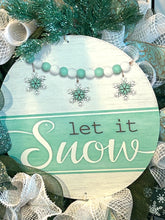 Load image into Gallery viewer, Let It Snow Wreath, Winter Wreath, Christmas Wreath, Mint and White Christmas, Christmas Decor