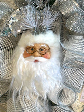 Load image into Gallery viewer, Silver and White Santa Wreath, Christmas Wreath, Christmas Decor