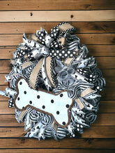 Load image into Gallery viewer, Black and White Dog Wreath, Dog Decor, Dog Wreath