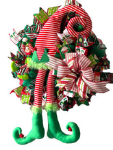 Load image into Gallery viewer, Elf Christmas Wreath, Elf Hat and Legs Wreath, Christmas Decor