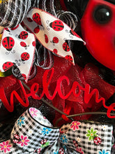 Load image into Gallery viewer, Ladybug Welcome Wreath, Spring Summer Wreath, Front Door Decor