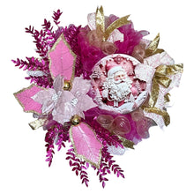 Load image into Gallery viewer, Pink and Gold Santa Christmas Wreath, Christmas Decor, Elegance Christmas, Pink Christmas