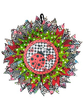 Load image into Gallery viewer, Lady Bug Wreath, Lady Bug Ribbon Wreath, Lady Bug Door Decor