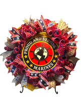 Load image into Gallery viewer, Marine Wreath, Military Gift, Patriotic, Veteran Gift