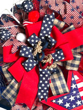 Load image into Gallery viewer, Patriotic Wreath, Red White and Blue, Stars and Stripes, Patriotic Decor