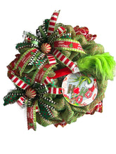 Load image into Gallery viewer, Green Monster HoHoHo Wreath, Christmas Wreath, Christmas Decor, Green Monster Christmasp
