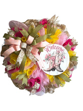 Load image into Gallery viewer, Welcome Pink Cowgirl Boots Wreath, Cowgirl Wreath, Farmhouse Decor, Cowboy Wreath