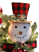Load image into Gallery viewer, Snowman Lighted Rustic Wreath, Snowman Wreath, Christmas Wreath, Farmhouse Wreath, Winter Wreath