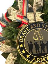 Load image into Gallery viewer, Army Wreath, Military Wreath, Veteran Gift, Patriotic