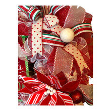 Load image into Gallery viewer, Santa Please Stop Here Christmas Wreath, Christmas Decor, Red and White Christmas