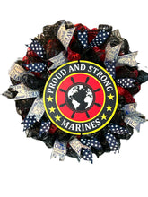 Load image into Gallery viewer, Marine Wreath, Military Wreath, Veteran Wreath, Patriotic
