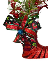 Load image into Gallery viewer, Elf Boot Christmas Centerpiece, Christmas Decor, Christmas Floral