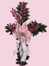 Load image into Gallery viewer, Cross Christmas Decor, Religious Christmas, Christmas Cross Wreath