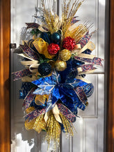 Load image into Gallery viewer, Blue and Gold Christmas Swag, Christmas Decor