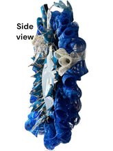 Load image into Gallery viewer, O Come, Let Us Adore Him, Christmas Wreath, Religious Christmas, Christmas Decor, Blue and Gold Christmas