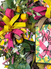Load image into Gallery viewer, Welcome to Our Home Wreath, Pink Lemonade, Kitchen Decor, Patio Decor