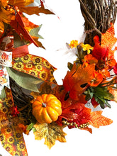 Load image into Gallery viewer, Fall Floral Wreath, Autumn Wreath, Fall Grapevine Wreath