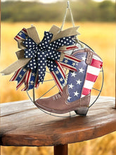 Load image into Gallery viewer, Patriotic Boot Wreath, Cowboy Wreath, Patriotic Decor