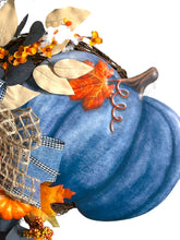 Load image into Gallery viewer, Fall Wreath, Thanksgiving Wreath, Blue Pumpkin Fall Decor