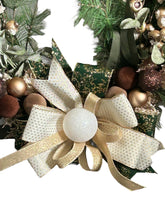 Load image into Gallery viewer, Snowman Wreath, Gold and Green Christmas, Christmas Wreath, Christmas Decor