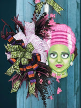 Load image into Gallery viewer, Frankenstein Bride Halloween Wreath, Halloween Wreath, Halloween Decor