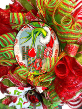 Load image into Gallery viewer, HO HO HO Green Monster Wreath, Christmas Wreath, Christmas Decor