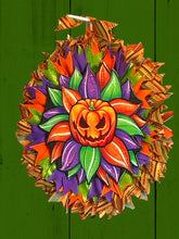 Load image into Gallery viewer, Pumpkin Ribbon Wreath, Fall Decor, Halloween Decor